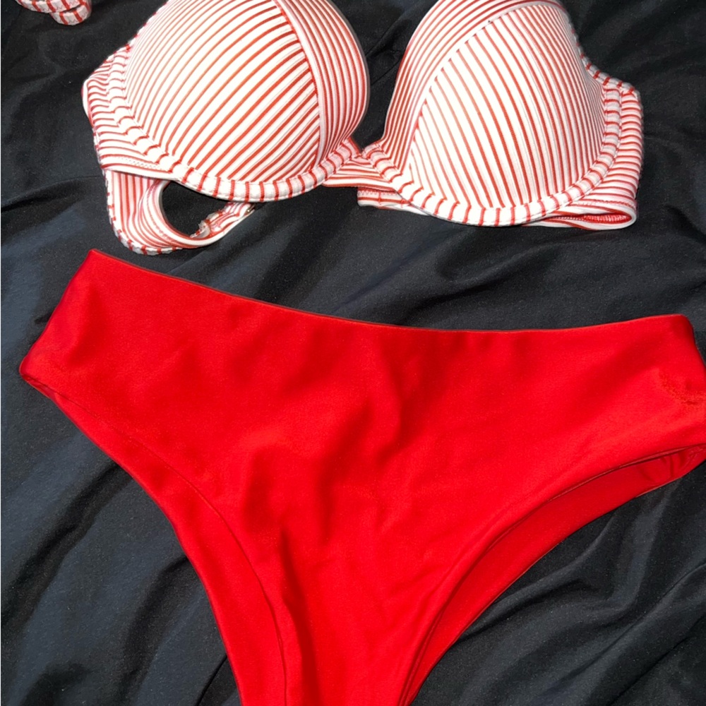 Red striped bikini